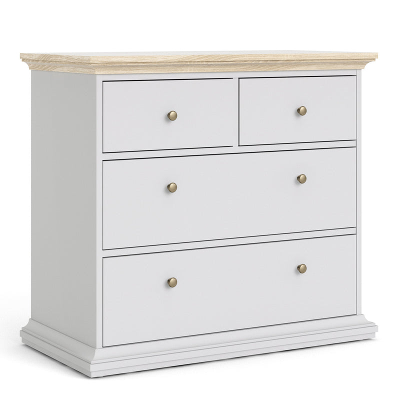 Paris Chest of 4 Drawers in White and Oak