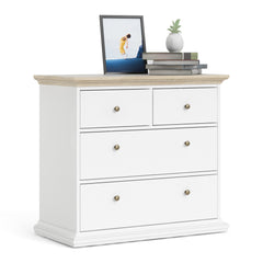 Paris Chest of 4 Drawers in White and Oak