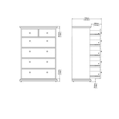 Paris Chest of 6 Drawers in Matt Grey