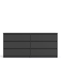 Naia Wide Chest of 6 Drawers (3+3) in Black Matt