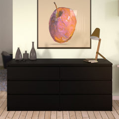 Naia Wide Chest of 6 Drawers (3+3) in Black Matt