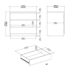 Naia Chest of 3 Drawers in Black Matt