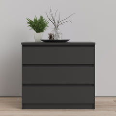 Naia Chest of 3 Drawers in Black Matt