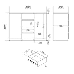 Naia Sideboard - 4 Drawers 2 Doors in Black Matt