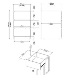 Naia Bedside 3 Drawers in Black Matt