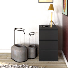 Naia Bedside 3 Drawers in Black Matt