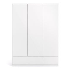 Naia Wardrobe with 3 doors + 2 drawers in White High Gloss