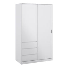 Naia Wardrobe with 1 Sliding door + 1 door + 3 drawers in White High Gloss