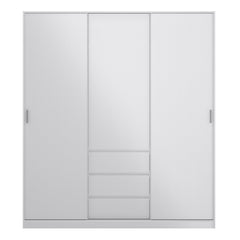 Naia Wardrobe with 2 sliding doors + 1 door + 3 drawers in White High Gloss