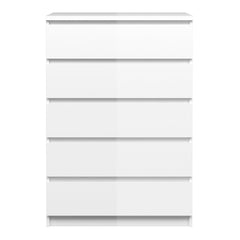 Naia Chest of 5 Drawers in White High Gloss