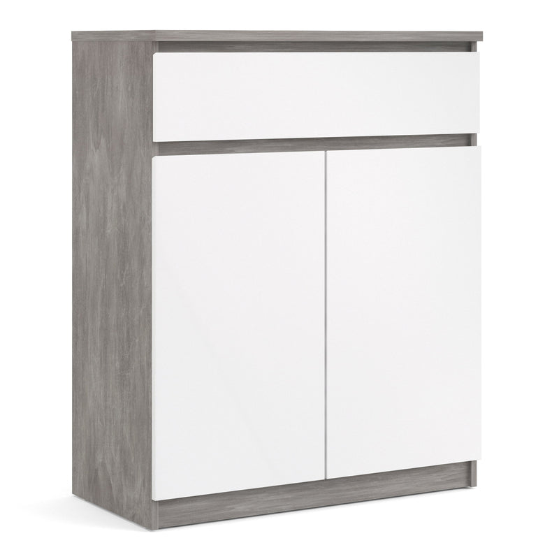 Naia Sideboard 1 Drawer 2 Doors in Concrete and White High Gloss