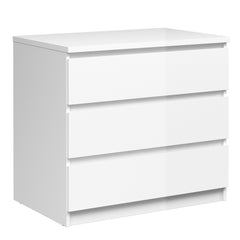 Naia Chest of 3 Drawers in White High Gloss