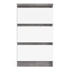 Naia Bedside 3 Drawers in Concrete and White High Gloss