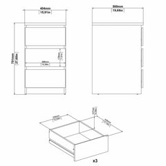 Naia Bedside 3 Drawers in Jackson Hickory Oak