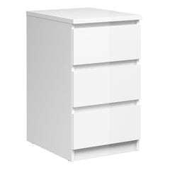 Naia Bedside 3 Drawers in White High Gloss