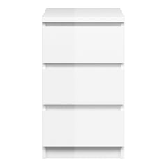 Naia Bedside 3 Drawers in White High Gloss