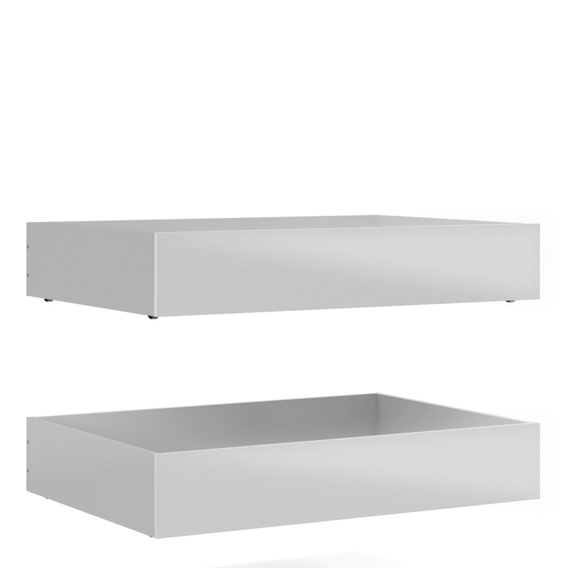 Naia Set of 2 Underbed Trundle Drawers (for Single or Double beds) in White High Gloss