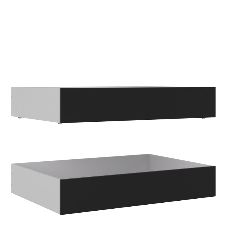 Naia Set of 2 Underbed Trundle Drawers (for Single or Double beds) in Black Matt