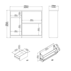 Naia Shoe Cabinet with 2 Shoe Compartments, 1 Door and 1 Drawer in Concrete and White High Gloss