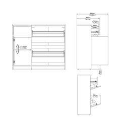 Naia Shoe Cabinet with 2 Shoe Compartments, 1 Door and 1 Drawer in Jackson Hickory Oak