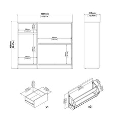 Naia Shoe Cabinet with 2 Shoe Compartments, 1 Door and 1 Drawer in Jackson Hickory Oak