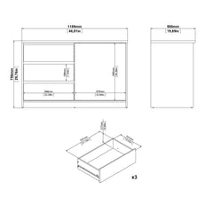 Naia Storage Unit with 1 Sliding Door and 3 Drawers in Jackson Hickory Oak