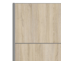 Verona Sliding Wardrobe 120cm in White with Oak Doors with 2 Shelves