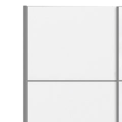 Verona Sliding Wardrobe 120cm in White with White Doors with 5 Shelves