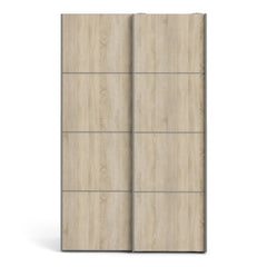 Verona Sliding Wardrobe 120cm in White with Oak Doors with 5 Shelves