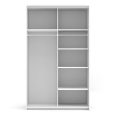 Verona Sliding Wardrobe 120cm in White with Oak Doors with 5 Shelves