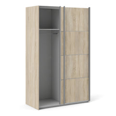 Verona Sliding Wardrobe 120cm in Oak with Oak Doors with 2 Shelves