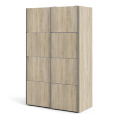 Verona Sliding Wardrobe 120cm in Oak with Oak Doors with 5 Shelves