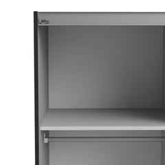 Verona Sliding Wardrobe 120cm in Black Matt with Black Matt Doors with 5 Shelves