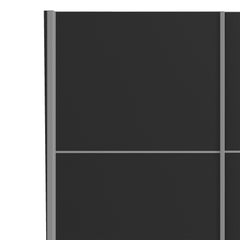 Verona Sliding Wardrobe 120cm in Black Matt with Black Matt Doors with 5 Shelves