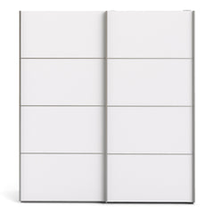 Verona Sliding Wardrobe 180cm in White with White Doors with 2 Shelves