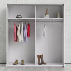 Verona Sliding Wardrobe 180cm in White with Oak Doors with 2 Shelves