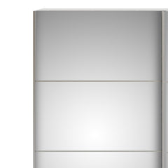 Verona Sliding Wardrobe 180cm in White with Mirror Doors with 2 Shelves