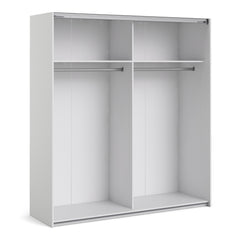 Verona Sliding Wardrobe 180cm in White with White and Mirror Doors with 2 Shelves