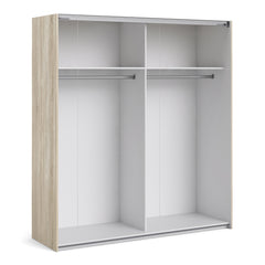 Verona Sliding Wardrobe 180cm in Oak with Oak Doors with 2 Shelves