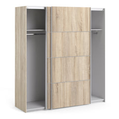 Verona Sliding Wardrobe 180cm in Oak with Oak Doors with 2 Shelves