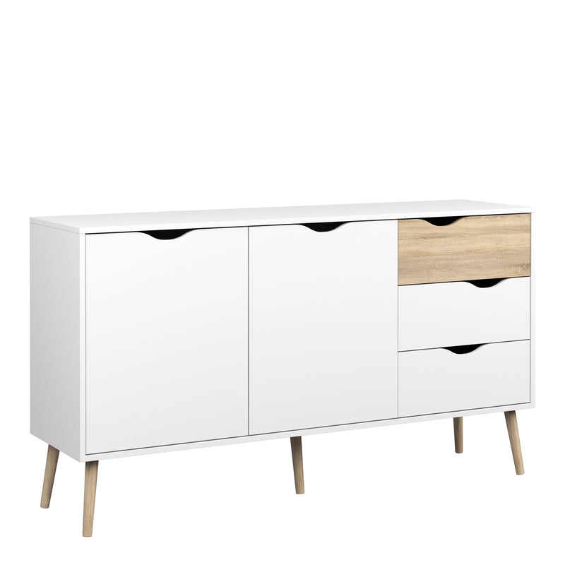 Oslo Sideboard - Large - 3 Drawers 2 Doors in White and Oak