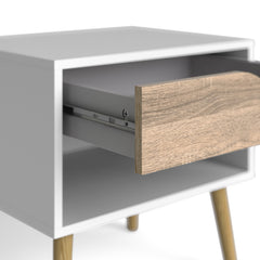 Oslo Bedside 1 Drawer in White and Oak (Package of 2.)