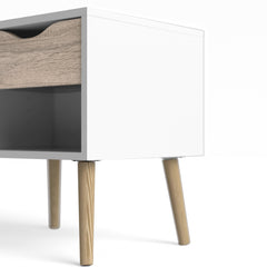 Oslo Bedside 1 Drawer in White and Oak (Package of 2.)