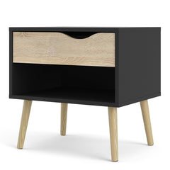 Oslo Bedside 1 Drawer in Black and Oak