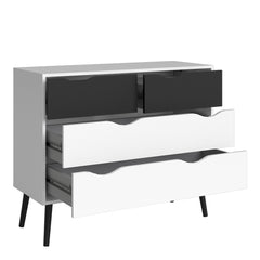 Oslo Chest of 4 Drawers (2+2) in White and Black Matt