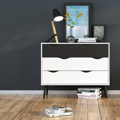 Oslo Chest of 4 Drawers (2+2) in White and Black Matt