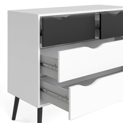 Oslo Chest of 4 Drawers (2+2) in White and Black Matt