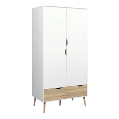 Oslo Wardrobe 2 Doors 2 Drawers in White and Oak