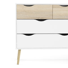 Oslo Double Dresser with 8 Drawers in White and Oak