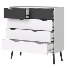 Oslo Chest of 5 Drawers (2+3) in White and Black Matt